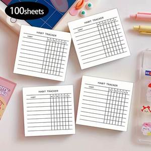 100 Sheets Paper Habit Tracker 9x9cm Daily Goal Planner Memo <b>Pads</b> for School Office & Personal Use - Product Image 1
