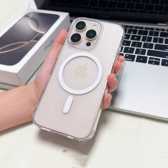 Magnetic Clear Phone Case Wireless Charging Compatible Anti-drop Transparent Protective Cover for iPhone Series