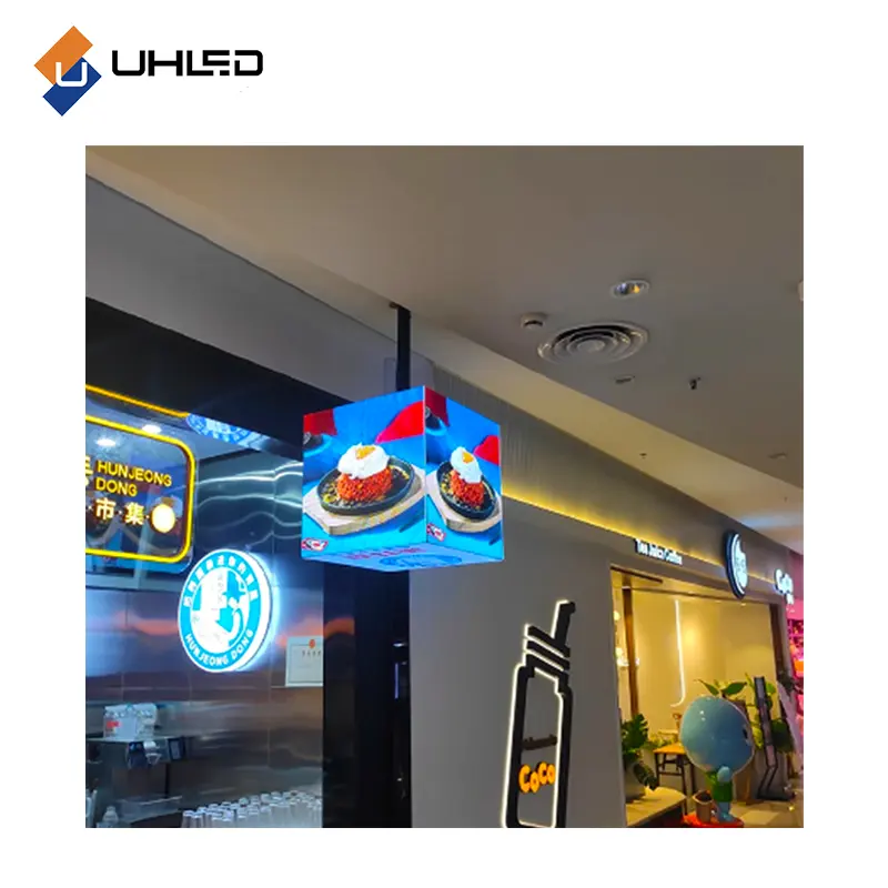 Kapalı su geçirmez özel şekilli ekran mağaza işaretleri küp reklam ekran Led Rubik Led küp ekran mağaza kapalı UHLED