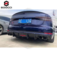 Nouveau diffuseur arrière en fibre de carbone style KB avec feux LED pour Audi A4 Sport B9 S4 Berline, lèvre de pare-chocs, séparateur à visser, finition époxy haute brillance