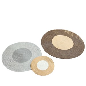 Tapis rond en lin lavable pour salon, usage commercial, gris-blanc, calicot brun - Product Image 5