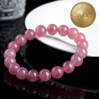 Bracelet en perles de quartz rose de Madagascar naturel 7A 10-11mm - Cristal de guérison du chakra cardiaque, classique, en forme de boule, spirituel, rose
