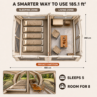 Tente familiale Coody 17.2 Familia Pro Air - Beige - Vente en gros - Tente de camping familiale - Tente de camping rapide pour l'extérieur