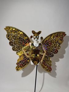 Trajes de escenario con espejo hueco para mujer, traje de alas de Bikini, <span class=keywords><strong>ropa</strong></span> de actuación de DJ para club nocturno, trajes de bailarines Gogo, espectáculos de fiestas - Product Image 5