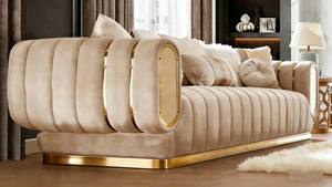 Canapé d'angle en velours de luxe, acier inoxydable, confortable, pour salon, appartement, hôtel, centre commercial, éponge - Product Image 3