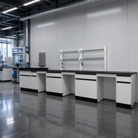 Armoire murale de laboratoire de chimie en acier avec plan de travail en résine phénolique noire, étagère à réactifs, pour laboratoire scolaire et atelier pédagogique