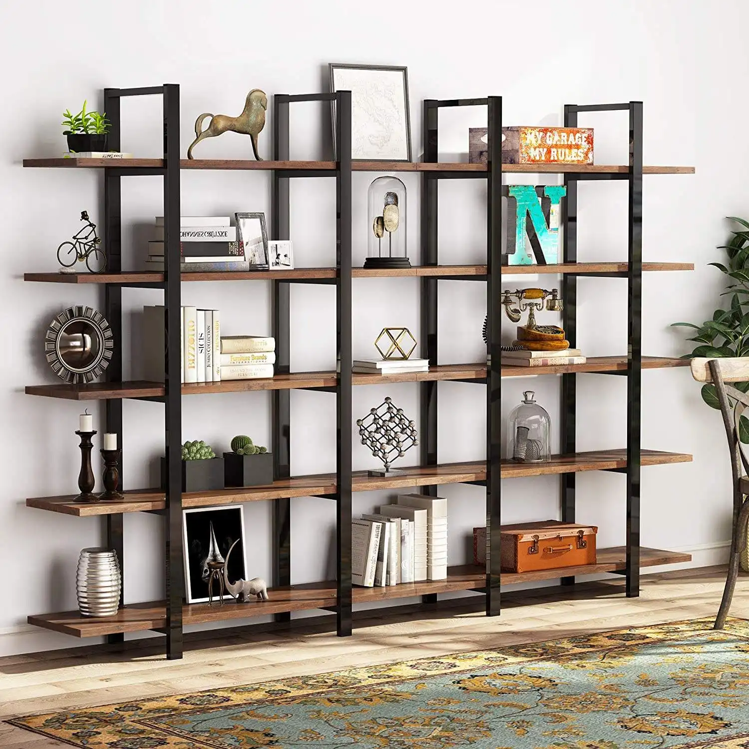 Modern Style Living Room Display Rack Stand 5 Tier Bookcase Shelf Storage Organizer Library Bookshelf