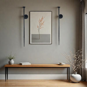 Porte-bougie mural de style minimaliste, décoration murale de fond de salon, porte-bougie long en fer forgé élégant - Product Image 2