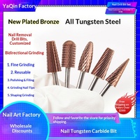 Embouts de ponceuse à ongles en carbure de tungstène or rose 5 en 1 pour le retrait du gel, tige universelle de 2,35 mm compatible avec les outils de manucure électroniques