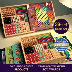Gomoku Ludo Dama: Set da Gioco Interattivo Genitore-Figlio Multifunzione in Legno, Educativo Tutto-in-Uno, con Scatola Regalo - Product Image 2
