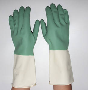 Suncend Spray/flock doublé écailles de poisson poignée roulée manchette deux couleurs gants de ménage - Product Image 2