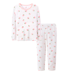 <span class=keywords><strong>Pigiama</strong></span> per Bambini 100% Cotone, Set 2 Pezzi con Stampa Fragole, Abbigliamento da Notte per Ragazze, <span class=keywords><strong>Pigiama</strong></span> a Maniche Lunghe per Bambini - Product Image 1
