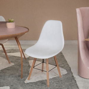 Wholesale Midcentury-style <b>Plastic</b> <b>Dining</b> <b>Chairs</b> Leather Upholstery Wooden Legs-Multiple Colors for Home Bar Hotel School More - Product Image 3