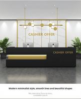 Comptoir de réception élégant pour salon de beauté, avec rangement intégré, idéal pour showroom