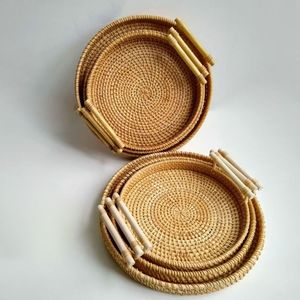 Set di Cesti Portaoggetti <span class=keywords><strong>in</strong></span> Rattan Intrecciato a Mano, Cesto <span class=keywords><strong>per</strong></span> Frutta <span class=keywords><strong>in</strong></span> <span class=keywords><strong>Vimini</strong></span> <span class=keywords><strong>per</strong></span> <span class=keywords><strong>Pane</strong></span>, Snack, Pasticcini, Tavolino da Caffè, Cucina, Arredamento Casa - Product Image 3