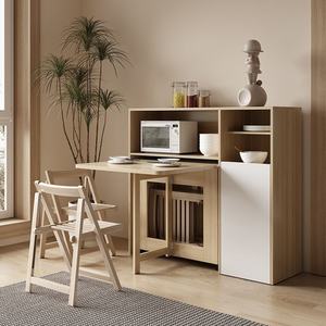 Moderno Juego de Comedor Sólido Estilo Crema para Apartamento Pequeño Combinación Sencilla de Sillas Retráctiles Multifuncionales y Móviles - Product Image 4