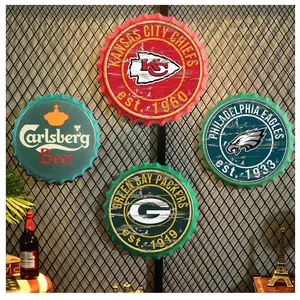 Dropshipping Tin Sign Bottle Cap Design Beer Cap Metal Bar Poster Metal Craft For Home Bar Restaurant Coffee Shop Wall Decor