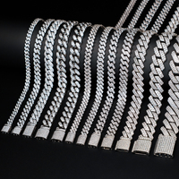 Collier chaîne cubaine en argent sterling 925 pour homme, avec pierres VVS brillantes, testées au diamant, style hip-hop, 2, 3 ou 4 rangs, en moissanite