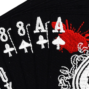 Chất Lượng Cao Skull Đen Poker Tùy Chỉnh Thêu Các Bản Vá Lỗi Sắt Trên Các Bản Vá Lỗi Cho Quần Áo Áo Khoác Trang Trí Huy Hiệu - Product Image 3