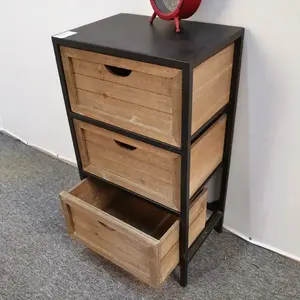 Archivador Metálico Rústico de Madera con 3 Cajones INNOVA HOME, Resistente, para Uso Comercial en Oficina, Hotel, Dormitorio o Sala de Estar - Product Image 2