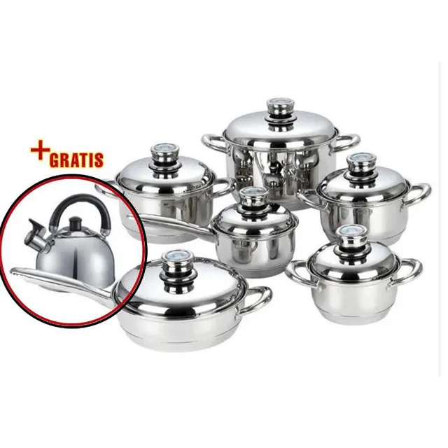 Inox-Kochset aus chirurgischen Stahl töpfen mit Thermo Control-Stahl deckel