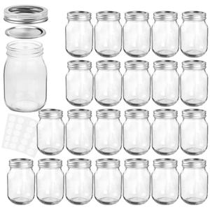 Bocaux en verre Mason personnalisés pour le stockage alimentaire, 16 oz, vente chaude, bocaux en verre personnalisés de 150 ml, 300 ml, 500 ml, 1000 ml avec couvercles - Product Image 1