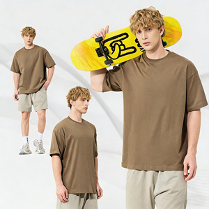 High Quality Men's Garment Dyed <b>Hip</b> Hop 100% Cotton Breathable Solid Color O-Neck Short Sleeve T-Shirt - Product Image 3