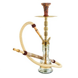 Al por mayor: Vástago de cachimba de latón Khalil Maamoon - Grabado a mano con motivos arabescos y escritura Kufic - Product Image 5
