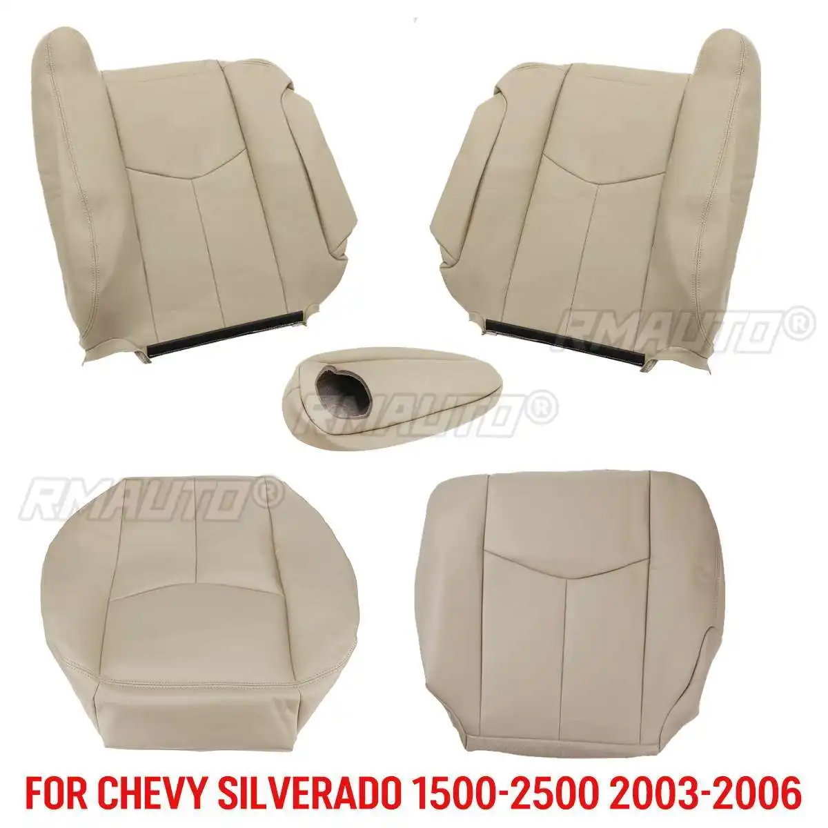 चेवी सिल्वरडो 1500-2500 2003 2004 2005 2006 के लिए कार सीट कवर ड्राइवर पैसेंजर टॉप बैक/बॉटम आर्मरेस्ट कवर