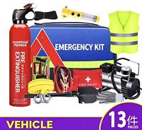 Kit de sécurité automobile d'urgence avec 10 extincteurs (rouge/jaune/orange) pour les situations d'urgence routière
