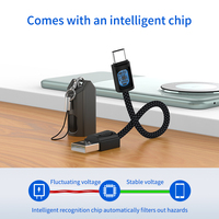USB-A ke kabel pengisi daya tipe c, gantungan kunci kabel data ponsel, kabel pengisian daya bank daya
