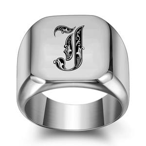 Anello Personalizzato in Acciaio Inox <span class=keywords><strong>con</strong></span> <span class=keywords><strong>Nome</strong></span> 3D, Iniziali, Anelli Unisex Hip-Hop Punk, Anello Impilabile in Stile Old English - Product Image 2