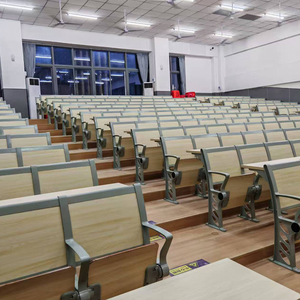 Fabriqué en Chine en alliage d'aluminium pied planche de bois coussin de siège dossier design salle de classe universitaire <span class=keywords><strong>avec</strong></span> rangée de bureaux et de chaises - Product Image 1