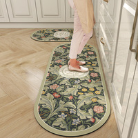 Tapis de cuisine en diatomite de style américain, antidérapant, absorbant, lavable, tapis de sol floral, utilisation dans la salle de bain