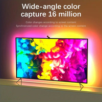 Série de rétroéclairage TV RGB USB DIY, bande lumineuse LED noire en ABS, synchronisation d'écran, caméra de suivi automatique, luminosité réglable