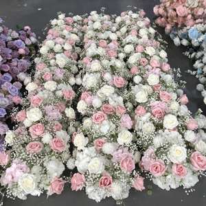 Chemin de table M-FR130 personnalisé, chemin de table en fleurs de soie, chemin de table en fleurs artificielles, fleurs de sol pour mariage, décoration de la maison - Product Image 1