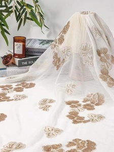 Nhà Máy Trực Tiếp Guofeng Pha Lê Hoa Bead Thêu Lưới Ren Vải Chất Lượng Cao Lụa Crepe Dưới Thêu Vải - Product Image 3