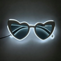Lunettes à fil électrique EL en forme de cœur, les plus vendues, lunettes de soleil néon lumineuses, lunettes de rave brillantes pour concert, fête, Saint-Valentin, boîte de nuit