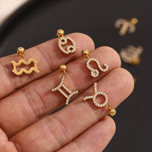 <span class=keywords><strong>G3221</strong></span> Vente en gros Pvd 18K plaqué or Acier inoxydable Horoscope Zircon incrusté 12 signes du zodiaque Pendentifs Charms pour la fabrication de bijoux - Product Image 5