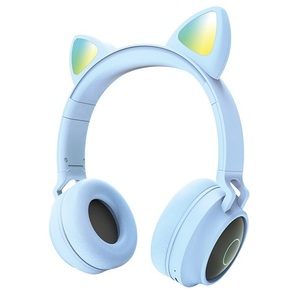 Auriculares Bluetooth Azules con Orejas de Gato para Niños y Adolescentes - Product Image 1