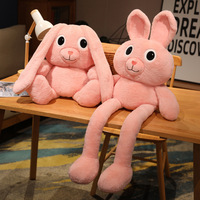 Peluche lapin vidéo tendance pour enfants, jouet amusant créatif anti-stress avec oreilles ajustables, poupée animale en peluche