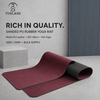 Tapis de yoga commercial Yugaland en PU sablé, antidérapant, pour entraînement professionnel en salle de sport, vente en gros