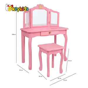 판매 여자 핑크 나무 허영 드레싱 테이블 거울 W08H127A