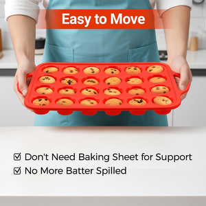 Moule à cupcakes mini en silicone avec cadre métallique renforcé, antiadhésif, sans BPA, certifié LFGB, 24 cavités, de la marque MUYULINS Factory, pour gâteaux américains. - Product Image 3