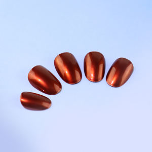 AIERFEI Listo Para Enviar Venta al por mayor Chrome Press On Nail Metallic Red Fake Nails Forma Oval 24 Pcs <span class=keywords><strong>Uñas</strong></span> postizas - Product Image 4