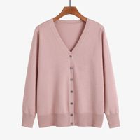 Cárdigan clásico con cuello en V para mujer, abotonado, manga larga, tejido de punto fino, puños y dobladillo acanalados, informal, cómodo, para oficina y uso diario.