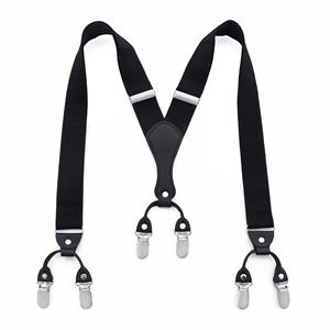 Listo para enviar Negro Color sólido Hombres 6 correas de clip 3,5 cm <span class=keywords><strong>Traje</strong></span> Pantalones <span class=keywords><strong>Tirantes</strong></span> Correa DE <span class=keywords><strong>BODA</strong></span> Hebilla de clip de goma - Product Image 5