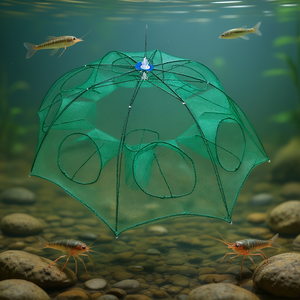 Nasse de pêche portable verte en polyéthylène multifilament pour pêcheurs - Product Image 2