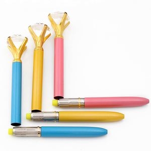 Best Selling Metal Diamond Rhinestone Crystals Pen With Custom <b>Rose</b> Gold Big Gemstone Stone on the <b>Top</b> and Ball Ballpoint Gift - Product Image 3