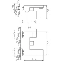Acero inoxidable 304 níquel caliente frío montado en la pared cascada ducha mezclador grifo conjunto para Baño